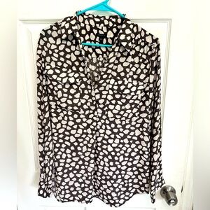 EUC Ann Taylor Brown and White Blouse